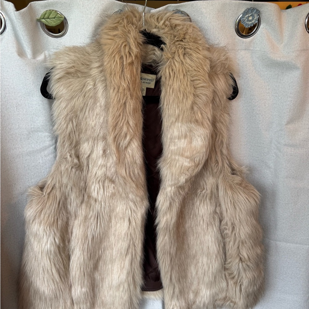 Denim & Supply Ralph Lauren Faux Fur Vest in Beige and Brown